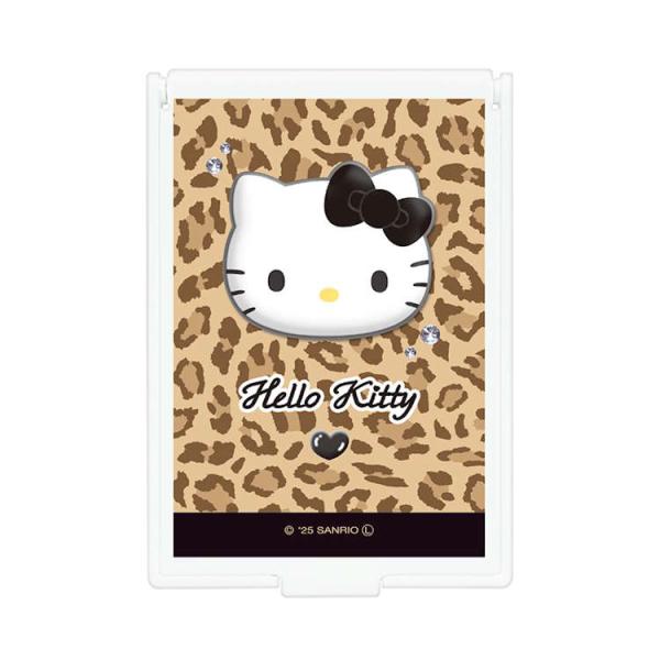 ハローキティ マスコット付きLサイズミラー ブラックリボン 卓上ミラー