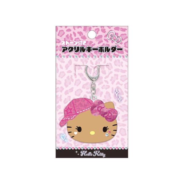 ハローキティ ストーン付きアクリルキーホルダー ピンク ダイカット