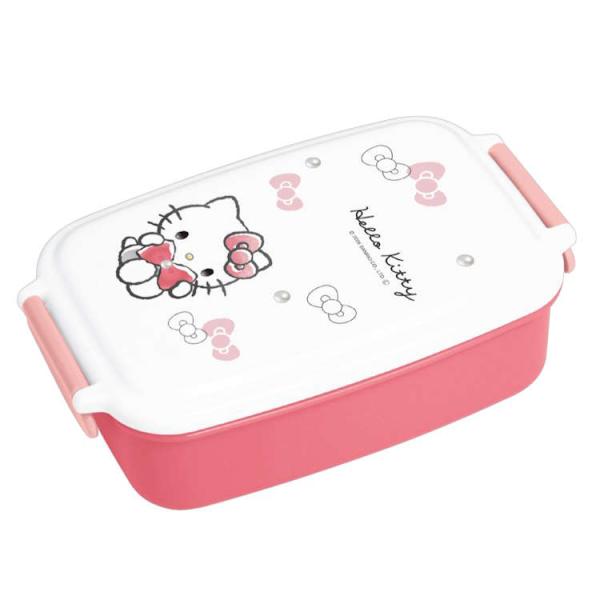 【未使用品】ハローキティおべんとうばこ ハローキティ 1段ランチボックス モノクロリボン 弁当箱 べんとうばこ