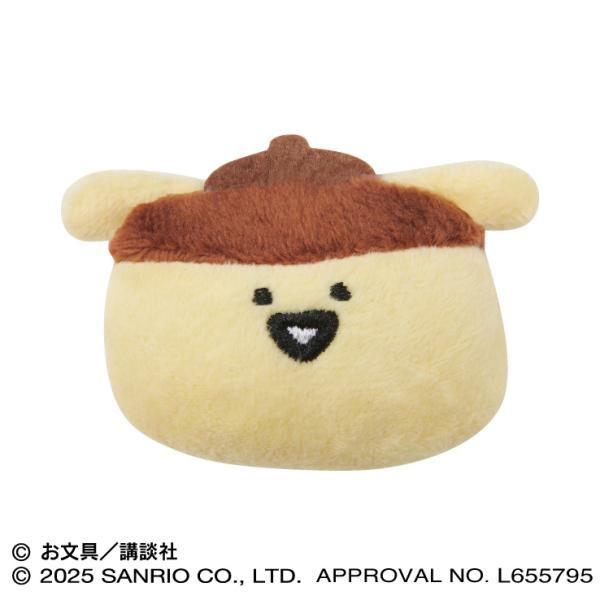ポムポムプリン　ぬいぐるみ　マスコット　バッジ ポムポムプリン×お文具といっしょ もふもふバッジ プリンさん
