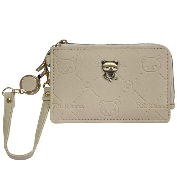 リラックマ コインパスケース ベージュ 157675 格子型押し 定期入れ