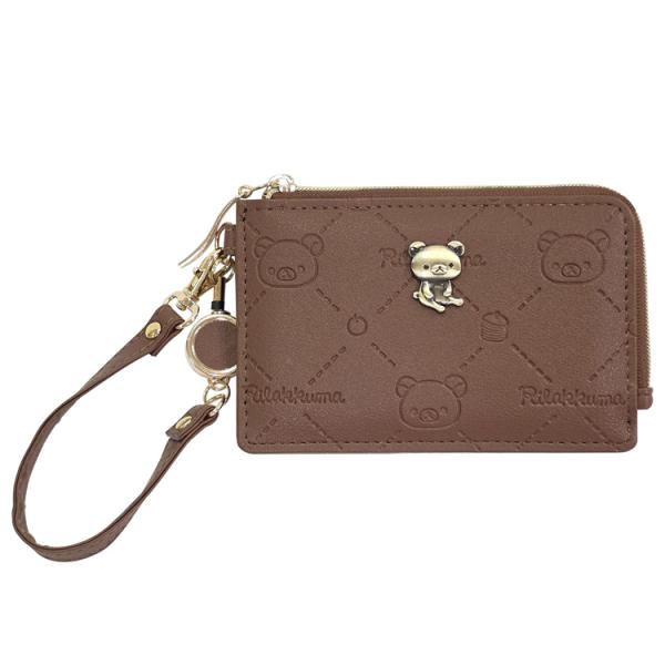 リラックマ コインパスケース ブラウン 157682 格子型押し 定期入れ