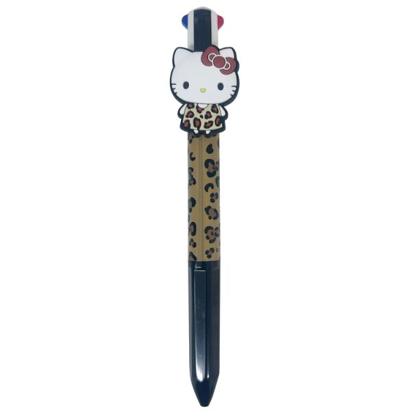 ハローキティ マスコット付き 4色ボールペン レオパード ギャルキティ