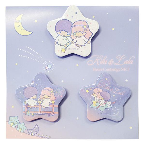 リトルツインスターズ 星型缶バッジ3個セット 296361 星空レトロ