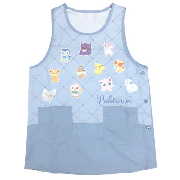 ポケットモンスター エプロン 転写切替脇釦 ブルー M〜L 905671