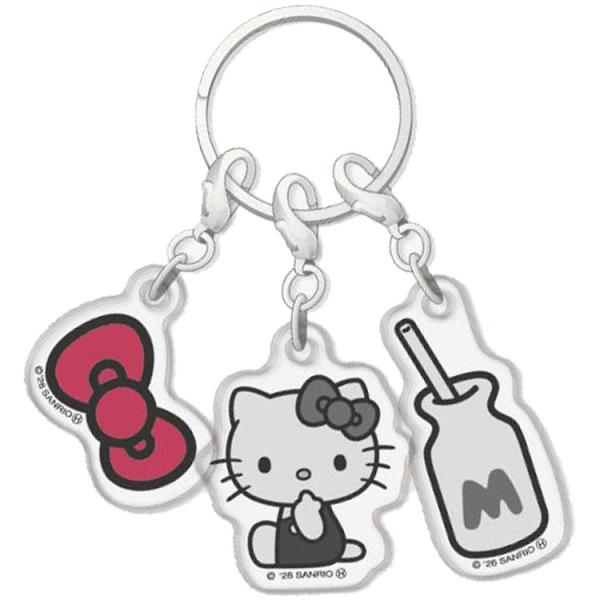 ハローキティ 3連アクリルキーホルダー BK モノクロハローキティ