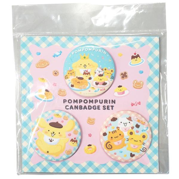 ポムポムプリン 缶バッジ3個セット 298778 スイーツパーティー Pom