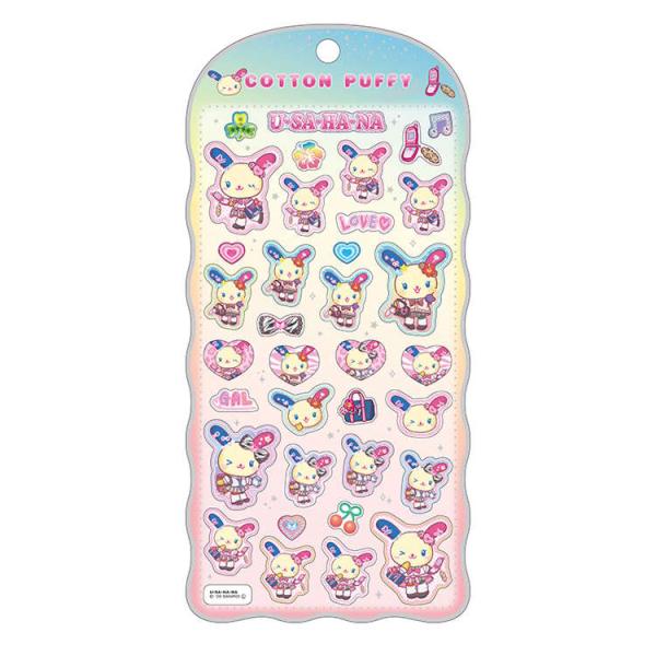 ウサハナ コットンパフィーシール コギャル ステッカー デコ デコレーション コレクション シール交換 378211【お1人様1点限り】