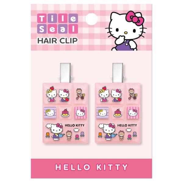 ハローキティ タイルシールヘアクリップ ピンク ヘアピン 前髪クリップ