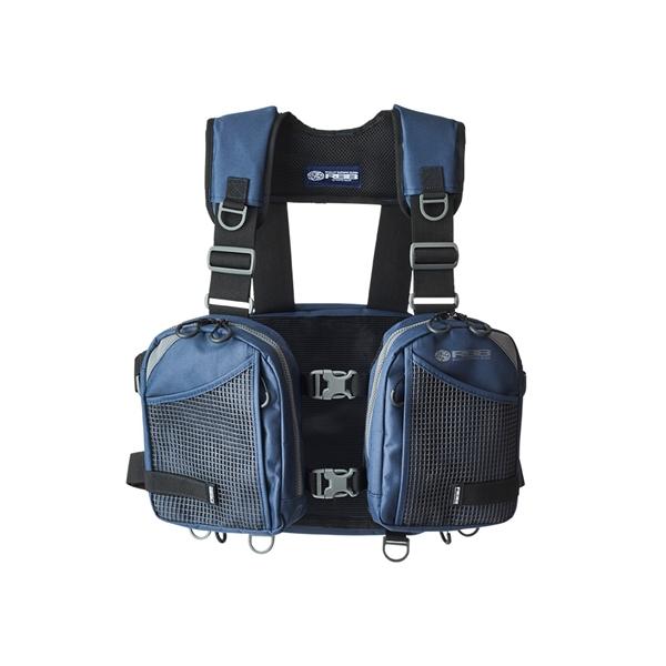 収納力と快適性を兼ね備えたサーフ用ゲームベスト。夏場の使用を想定し裏生地は通気性を確保するメッシュ仕様。本体は摩耗、引裂きなど耐久性に優れた高密度ポリエステル。ファスナー開閉がスムーズに行えるラウンド型フロントポケット。左右ポケット：VS-...