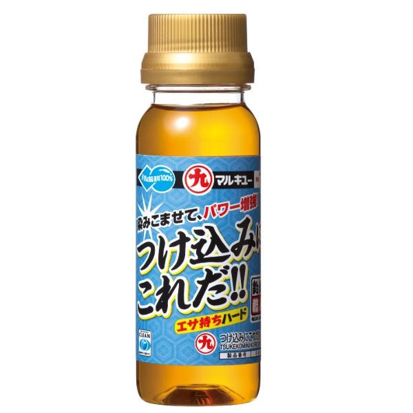 黄色く染まって身も締まる。つけ込むだけで、ササミ、イカ、むきエビ、魚の切り身などが黄色く染まり、アピール力、集魚力がアップします。身を締める効果があるのでエサ取りが多い時季にも有効です。
