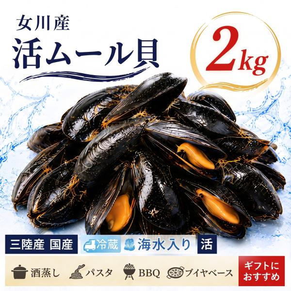活ムール貝 2kg 女川産