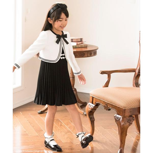 入学式 女の子スーツ クリスタルプリーツワンピース＆白ボレロ 