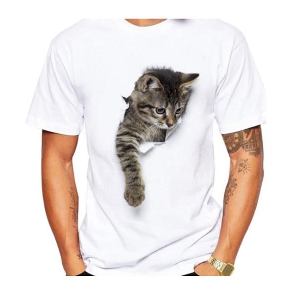 猫 猫柄 ｔシャツ シャツ トップス メンズ 半袖 白 イラスト かわいい おしゃれ ねこ ネコ グッズ 雑貨 ファッション Ct152 お取り寄せ猫雑貨 通販 Yahoo ショッピング