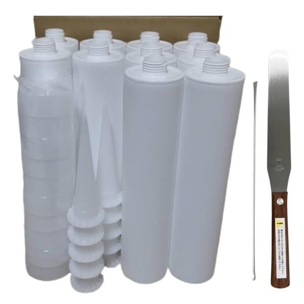 日本製｜ コーキングガン用 汎用 空カートリッジ容器（プラスチック製）330ml×50本＋らくらく充填セット