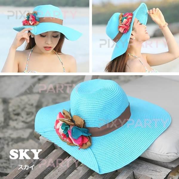 あすつく 夏リゾートのセレブ帽子 フラワークリップデザインハット コサージュ付 折りつば広麦わら帽子 Pixyparty ピクシーパーティー Buyee Servis Zakupok Tretim Licom Buyee Pokupajte V Yaponii