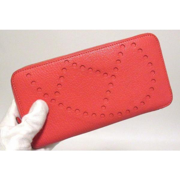 エルメス HERMES エブリンジップ ラウンドファスナー長財布 ローズ