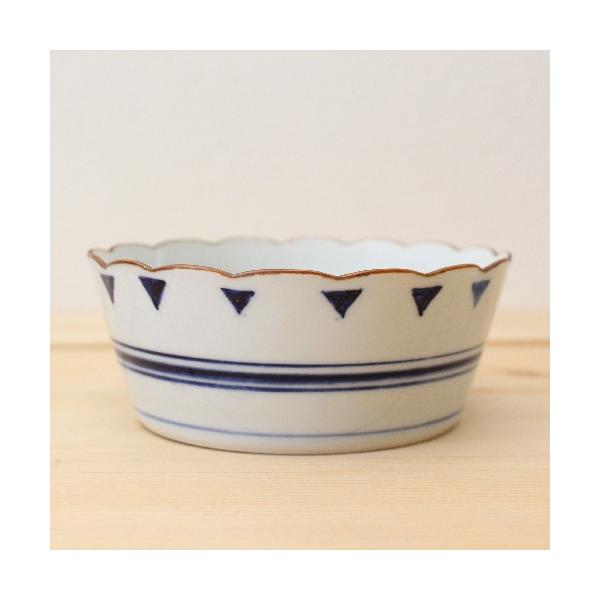 花びら小鉢 鉢 ボウル 京都染付 三角/格子柄 磁器 和食器 日本製