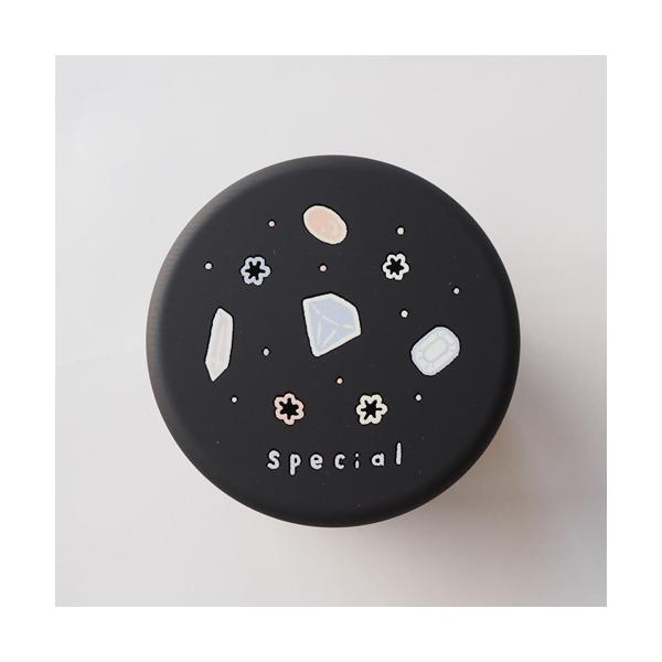 かわいい缶 プチ缶 飴入れ ブラック 黒 special φ6.4cm×h4.5cm オリジナル柄 おしゃれ 日本製