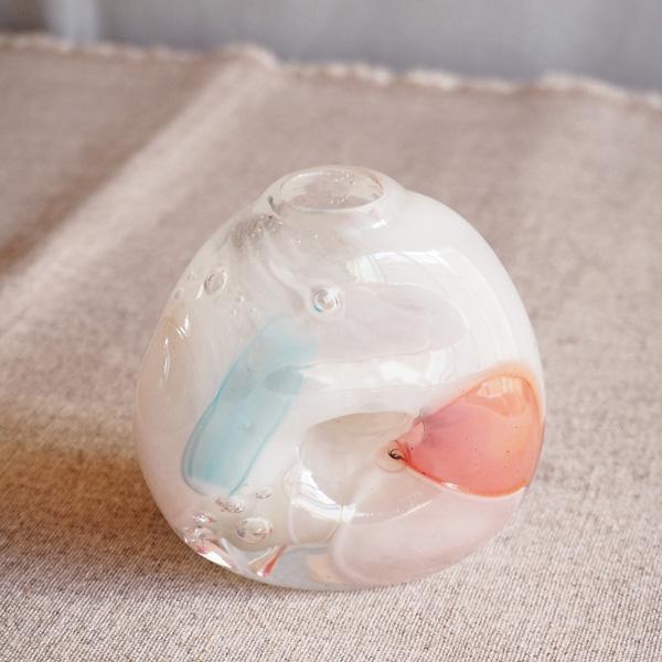 一輪挿し 手作り 花器 穴あき３色 ドーナツ 吹きガラス 花瓶 tonari かわいい