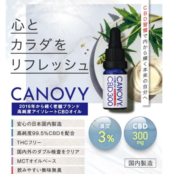 国内製造の高濃度・高純度 おためしCBDオイル「CANOVYトライアル」