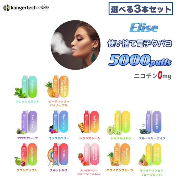 選べる3本セット】 電子タバコ シーシャ 5000回吸引 ニコチン0