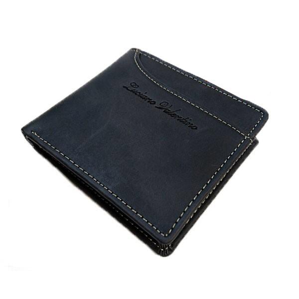 箱無し  メンズ 定番 本革 牛革 定番のデザイン カードスライダーLUCIANO VALENTINO ルチアーノ・バレンチノ  短財布 ブラック luv2004bk