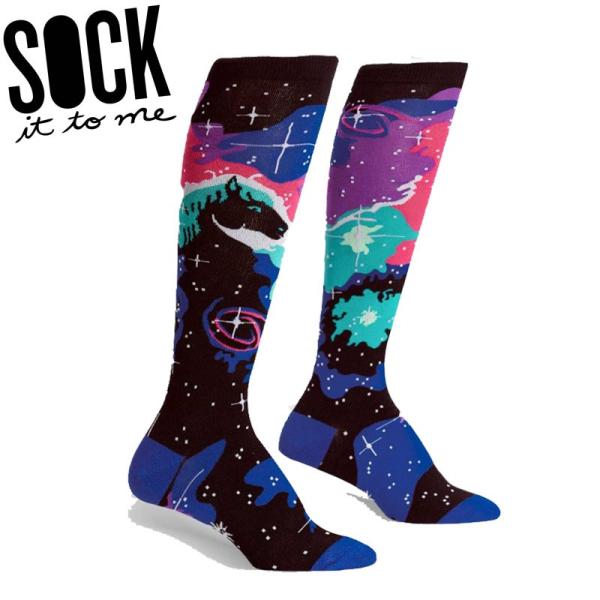 ソックス レディース 靴下 黒 ブラック 総柄 ペガサス 動物 宇宙 派手 Horsehead Nebula Sock It To Me 爆買