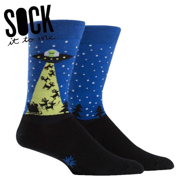 ソックス メンズ 靴下 総柄 xmas 宇宙人 宇宙  クルーソックス The Alien Who Stole Christmas Sock It To Me 爆買