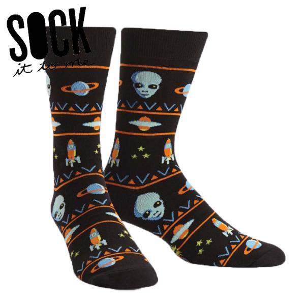 ソックス メンズ 靴下 総柄 宇宙人 宇宙 クルーソックス Alien Swarter Sighting Sock It To Me 爆買
