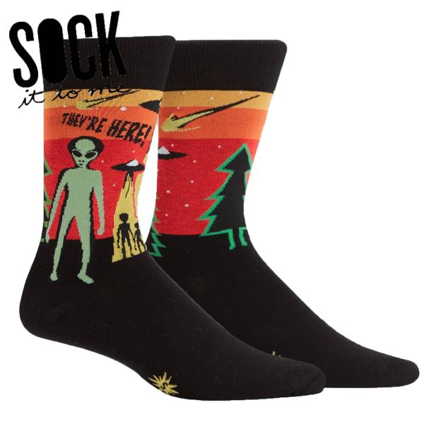 ソックス メンズ 靴下 総柄 宇宙人 宇宙 クルーソックス They’re Here Sock It To Me ソック イット トゥ ミー 爆買