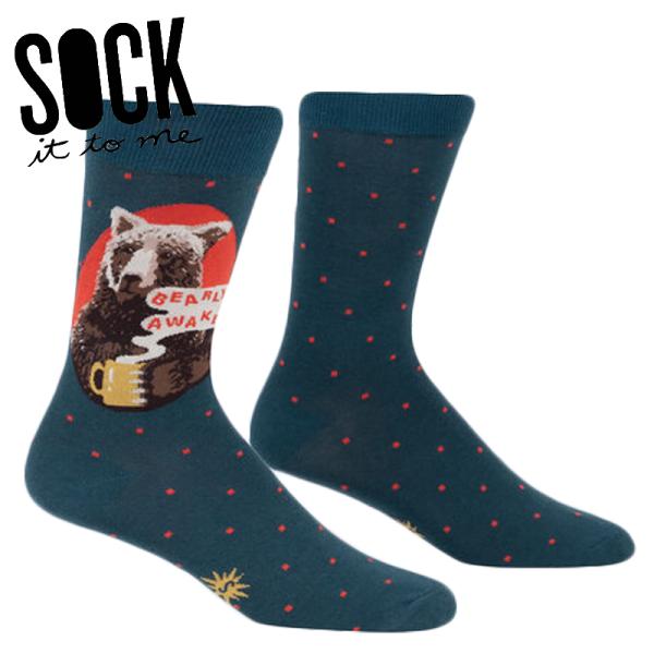 ソックス メンズ 靴下 総柄 クマ 動物 クルーソックス Bearly Awake Sock It To Me ソック イット トゥ ミー 爆買