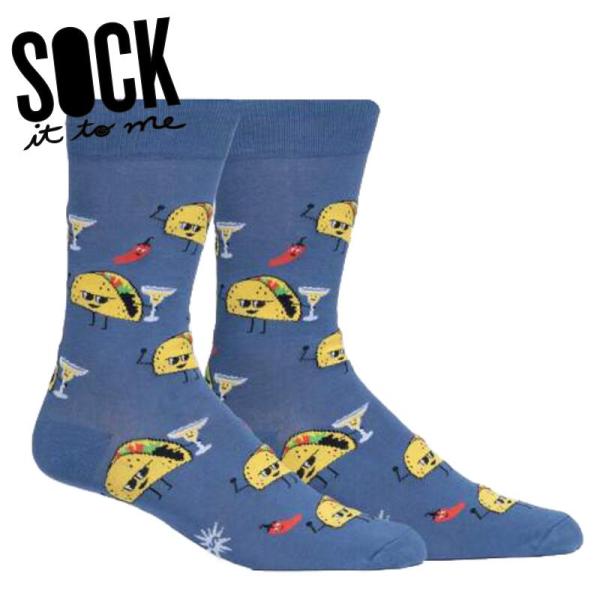 ソックス メンズ 靴下 総柄 タコス 食べ物 クルーソックス Taco Tuesday Sock It To Me 爆買