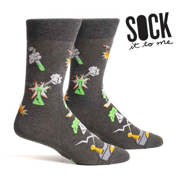 ソックス メンズ 靴下 総柄 科学者 理科 発明 その他 クルーソックス Weird Science Sock It To Me ソック イット トゥ ミー 爆買