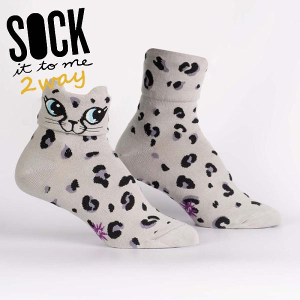 2way 折り返しソックス ソックス レディース 靴下 総柄 ネコ 動物 Check Meowt Sock It To Me 爆買