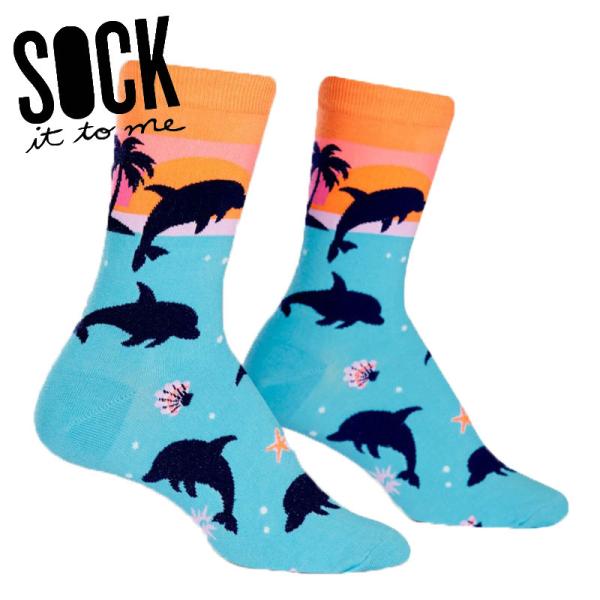 クルーソックス ソックス レディース 靴下 総柄 イルカ 動物 Dancing Dolphins Sock It To Me 爆買