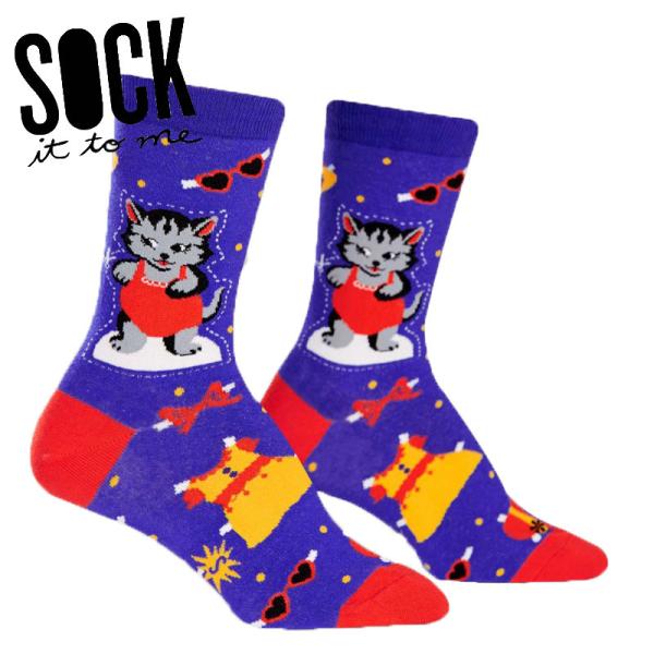 クルーソックス ソックス レディース 靴下 総柄 ネコ 動物 Dress Up Meow Sock It To Me 爆買