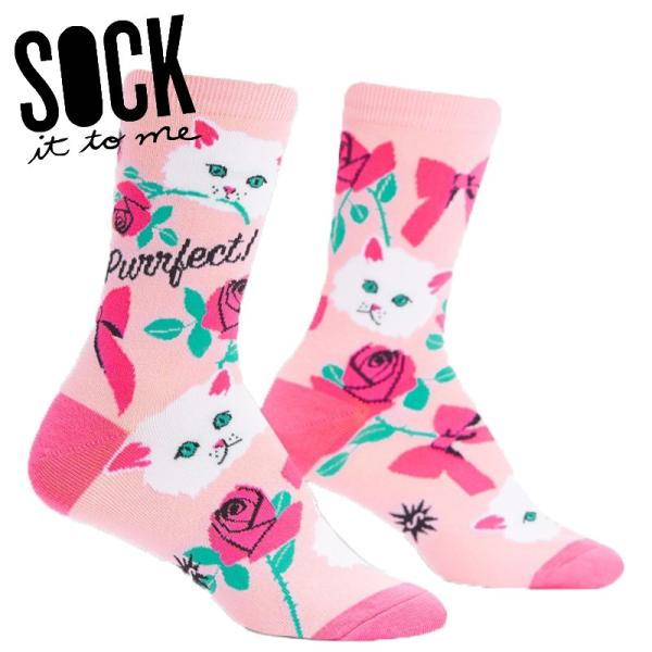 クルーソックス ソックス レディース 靴下 総柄 ネコ 動物 かわいい You're Purrfect Sock It To Me 爆買