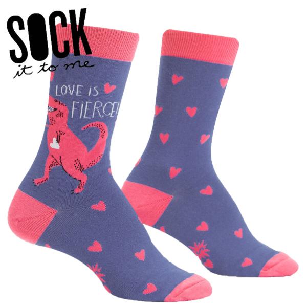 クルーソックス ソックス レディース 靴下 総柄 恐竜 Love Is Fierce by Hello!Lucky Sock It To Me 爆買