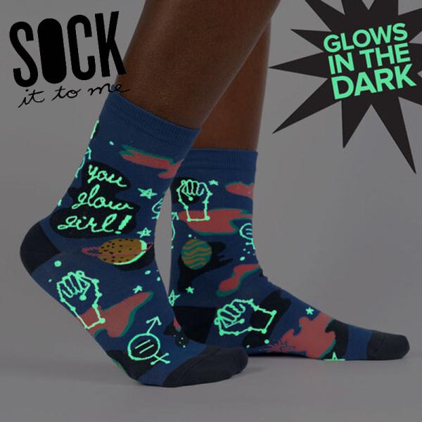 暗いところで光る クルーソックス ソックス レディース 靴下 総柄 You Glow Girl Sock It To Me 爆買