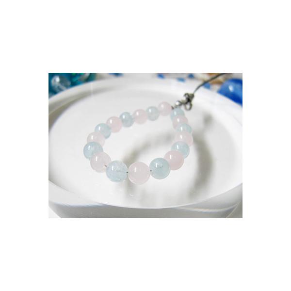アクアマリンとローズクォーツの天然石ストラップ