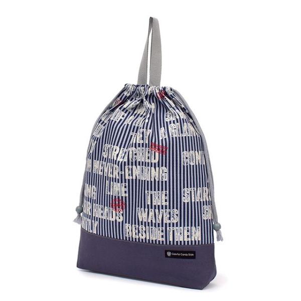 他サイト： 巾着 大 体操服袋 ネームタグ付き 持ち手マチ付き レター 体操服入れ 体操着袋 着替え 運動着の商品画像