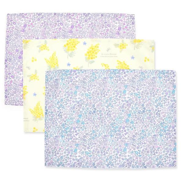 Valdrome 黄色とネイビーの花柄ランチョンマットとナプキン4名分セット Valdrome 黄色とネイビーの花柄ランチョンマットとナプキン4名分セット