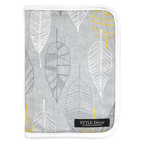 他サイト： 母子手帳ケース ファスナータイプ リーフスケッチ リーフ グレー 母子手帳ケース カバー ブランド ファスナー ゆうパケット配送の商品画像