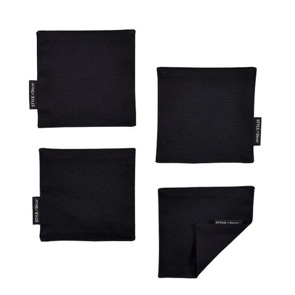 黒のコースター コースター 4枚セット リバーシブルタイプ 綿100% 無地オックス