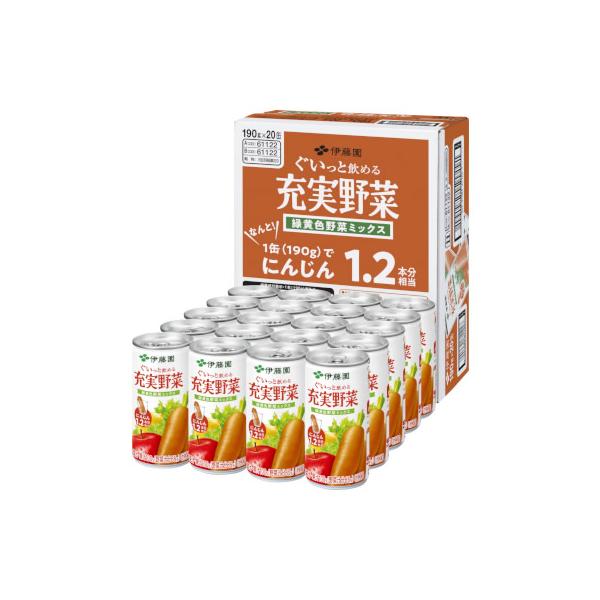 伊藤園 充実野菜 緑黄色野菜ミックス 缶 190g×20本 (送料無料) 野菜ジュース 長期保存