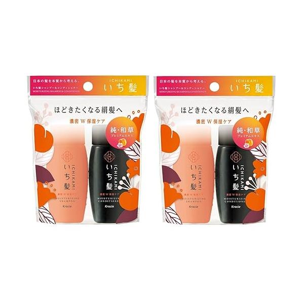【2個ミニセット】いち髪 シャンプーコンディショナー ミニセット（濃密W保湿ケア）トラベルセット 旅行用（40ｍL+40ｇ）×2セット