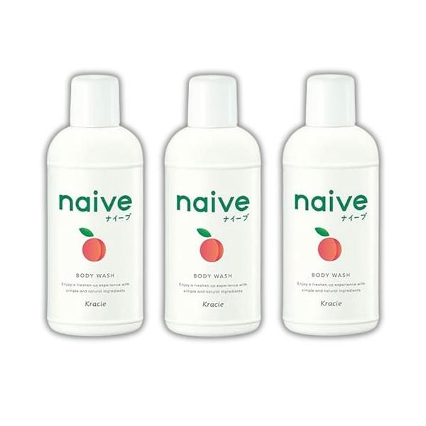 【3個セット】ナイーブ ボディソープ ミニ 液体 桃の葉（80ｍL）×3個 旅行用 携帯に便利トラベルサイズ【単品サイズ】49×125×31（m