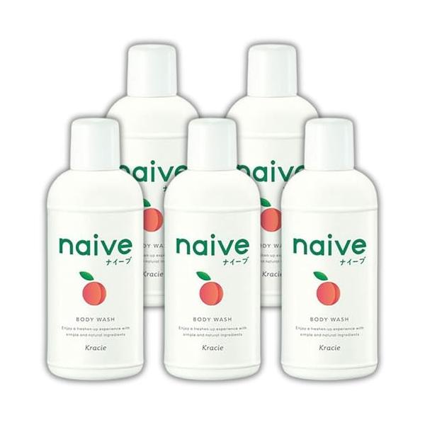【トラベルミニサイズ5個組】ナイーブ ボディソープ 液体 桃の葉（80ｍL）×5個 旅行用 携帯に便利 入院用 海水浴 トラベルサイズ