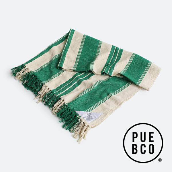 ブランケット PUEBCO プエブコ  おしゃれ ストライプ グリーン 大判 ひざ掛け TENNIS TWILL BLANKET テニスツイルブランケット